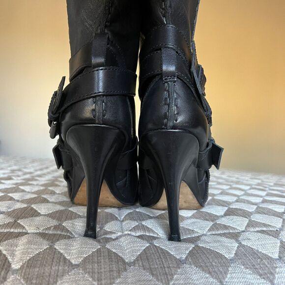 Jean-Michel Cazabat Vita Wrap Strap Black Leather Ankle Boots Women EU 37.5 US 7 - Picture 8 of 16